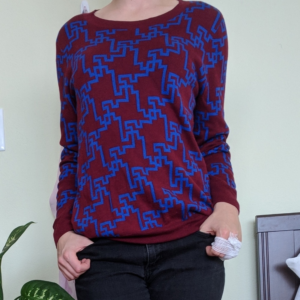 Electric blue and red sweater